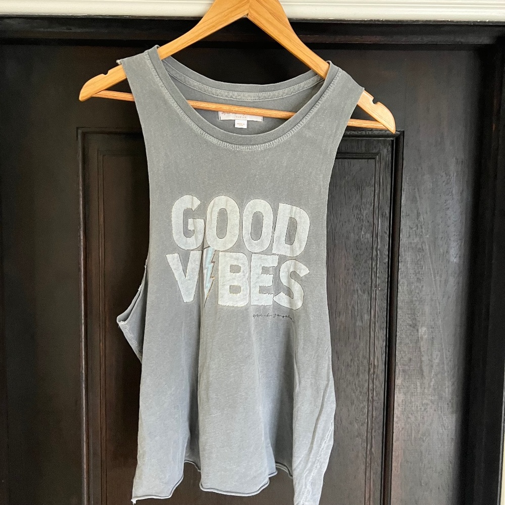 Spiritual Gangster Muscle Tank Good Vibes Grey Size Medium
